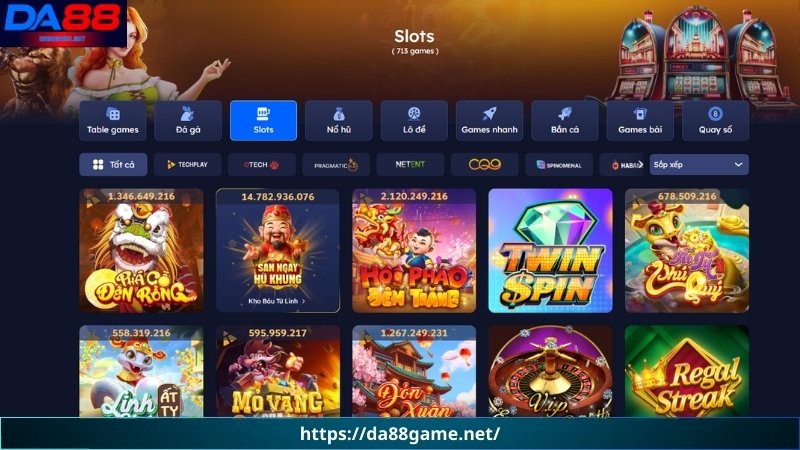 Sức hút không thể chối từ của sảnh game slot DA88