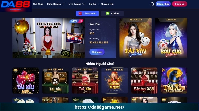 Giao diện DA88 hiện đại, dễ sử dụng