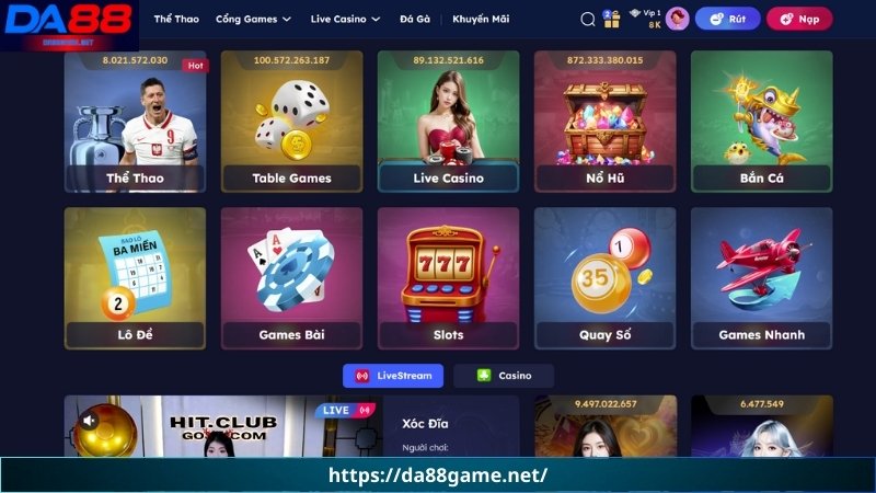 Giới thiệu DA88 - Các sản phẩm trò chơi đổi thưởng tiền thật