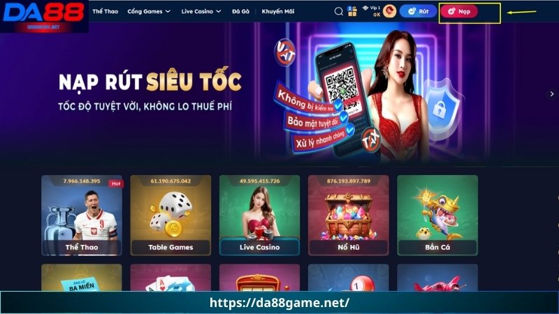 Hướng dẫn nạp tiền DA88 bằng 4 bước cho người mới
